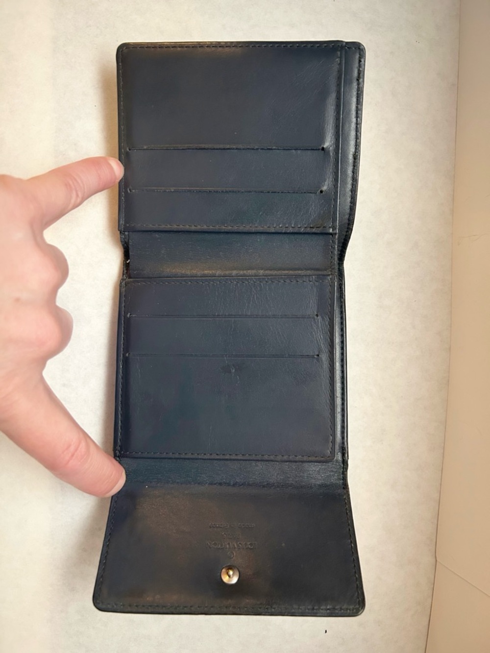 VTG Louis Vuitton Elise Compact Wallet in Monogram Mat Vernis Gray Leather - Picture 7 of 14
